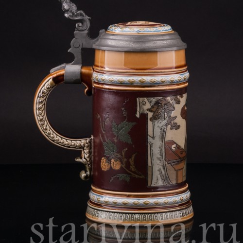 Старинная пивная кружка На дорожку, 1/2 л, Villeroy & Boch, Германия, 1900 г.