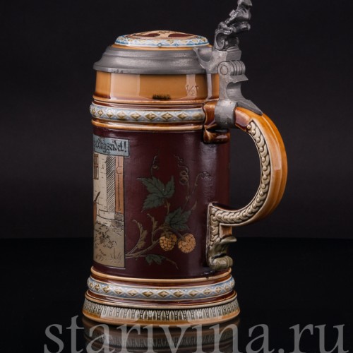 Старинная пивная кружка На дорожку, 1/2 л, Villeroy & Boch, Германия, 1900 г.