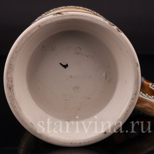 Старинная пивная кружка За столом, 1/2 л, Villeroy & Boch, Германия, 1899 г.