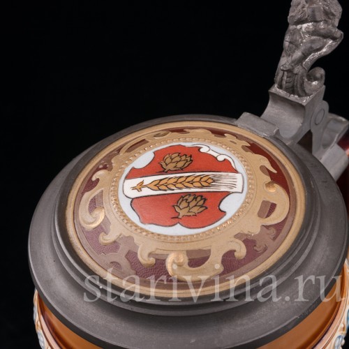 Старинная пивная кружка Три портрета, 1/2 л, Villeroy & Boch, Германия, 1901 г.