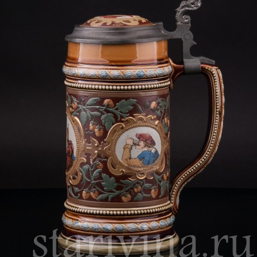 Старинная пивная кружка Три портрета, 1/2 л, Villeroy & Boch, Германия, 1901 г.