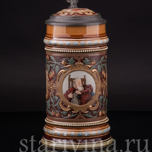 Старинная пивная кружка Три портрета, 1/2 л, Villeroy & Boch, Германия, 1901 г.