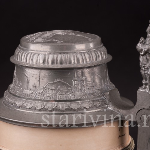 Старинная пивная кружка Выставка в Нюрнберге, 1896, 1/2 л, Hauber & Reuther, Германия, 1896 г.