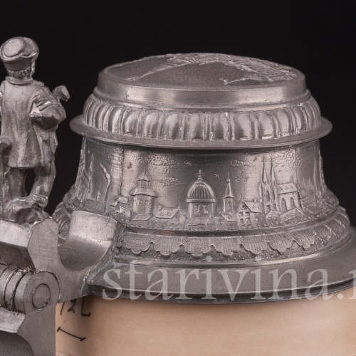 Старинная пивная кружка Выставка в Нюрнберге, 1896, 1/2 л, Hauber & Reuther, Германия, 1896 г.