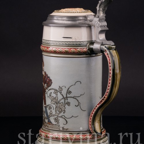 Старинная пивная кружка Влюблённые, 1/2 л, Villeroy & Boch, Германия, 1900 год.