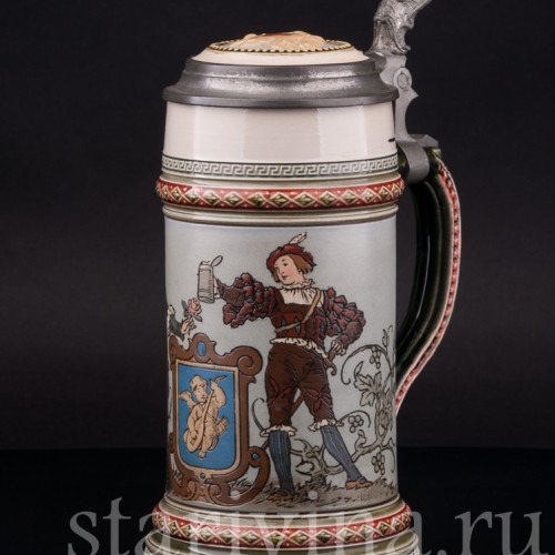 Старинная пивная кружка Влюблённые, 1/2 л, Villeroy & Boch, Германия, 1900 год.