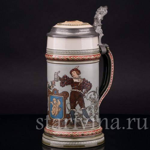 Старинная пивная кружка Влюблённые, 1/2 л, Villeroy & Boch, Германия, 1900 год.