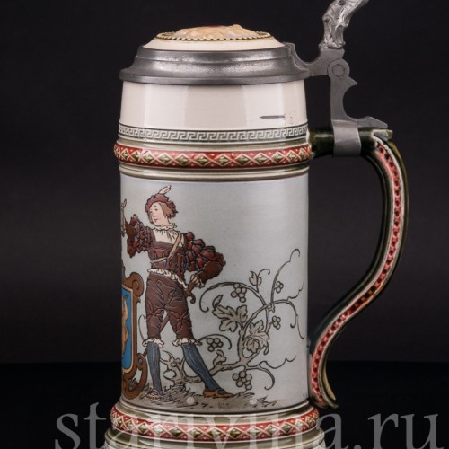 Старинная пивная кружка Влюблённые, 1/2 л, Villeroy & Boch, Германия, 1900 год.