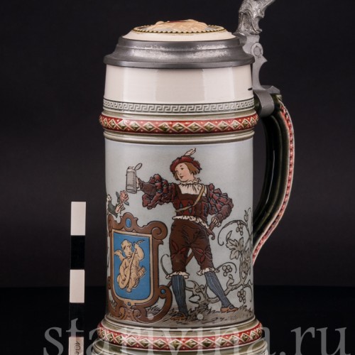 Старинная пивная кружка Влюблённые, 1/2 л, Villeroy & Boch, Германия, 1900 год.