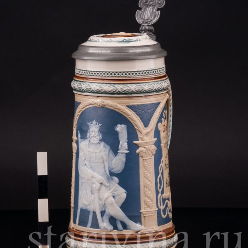 Старинная пивная кружка Гамбринус, 1/2 л, Villeroy & Boch, Германия, 1899 г.