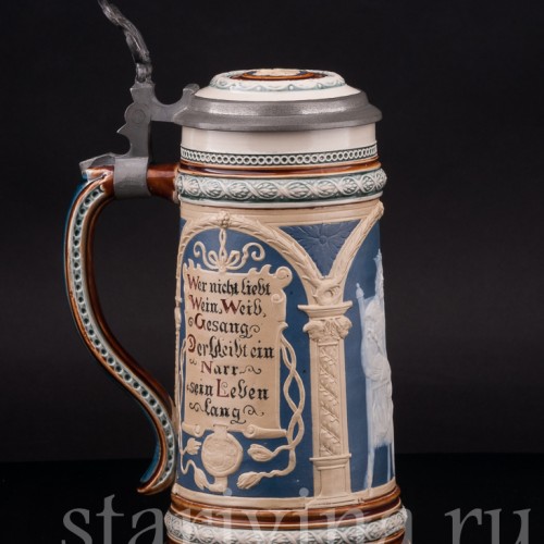 Старинная пивная кружка Гамбринус, 1/2 л, Villeroy & Boch, Германия, 1899 г.