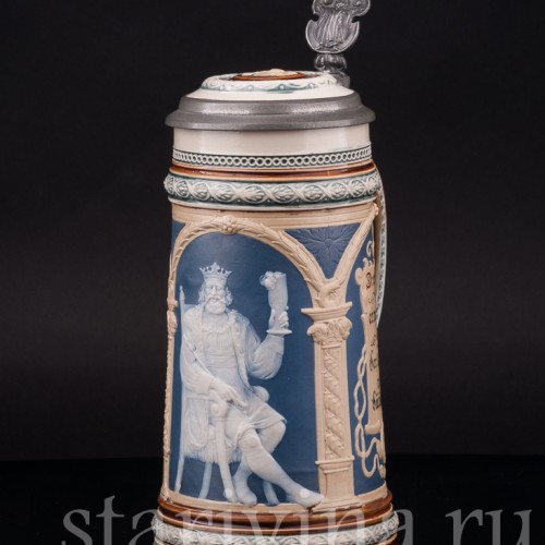 Старинная пивная кружка Гамбринус, 1/2 л, Villeroy & Boch, Германия, 1899 г.