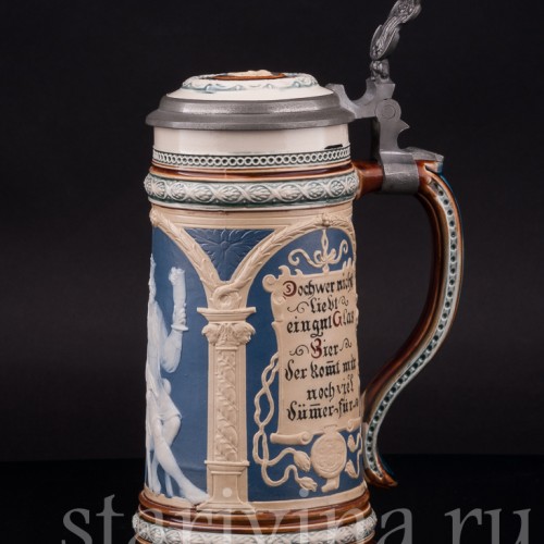 Старинная пивная кружка Гамбринус, 1/2 л, Villeroy & Boch, Германия, 1899 г.