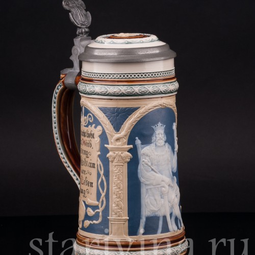 Старинная пивная кружка Гамбринус, 1/2 л, Villeroy & Boch, Германия, 1899 г.