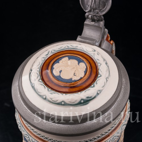 Старинная пивная кружка Гамбринус, 1/2 л, Villeroy & Boch, Германия, 1899 г.