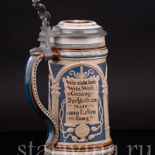 Старинная пивная кружка Гамбринус, 1/2 л, Villeroy & Boch, Германия, 1899 г.