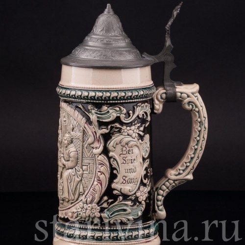 Старинная пивная кружка Музыка и песни, 1/2 л, Diesinger, Германия, 1894-1900 гг.