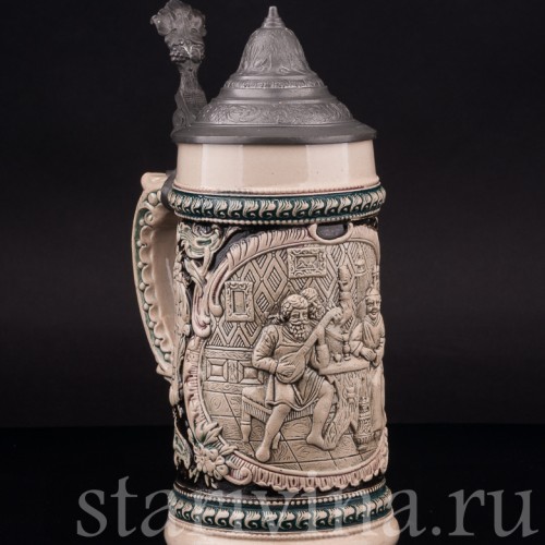 Старинная пивная кружка Музыка и песни, 1/2 л, Diesinger, Германия, 1894-1900 гг.