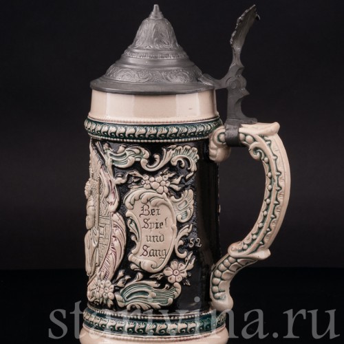 Старинная пивная кружка Музыка и песни, 1/2 л, Diesinger, Германия, 1894-1900 гг.