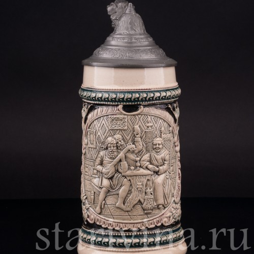 Старинная пивная кружка Музыка и песни, 1/2 л, Diesinger, Германия, 1894-1900 гг.