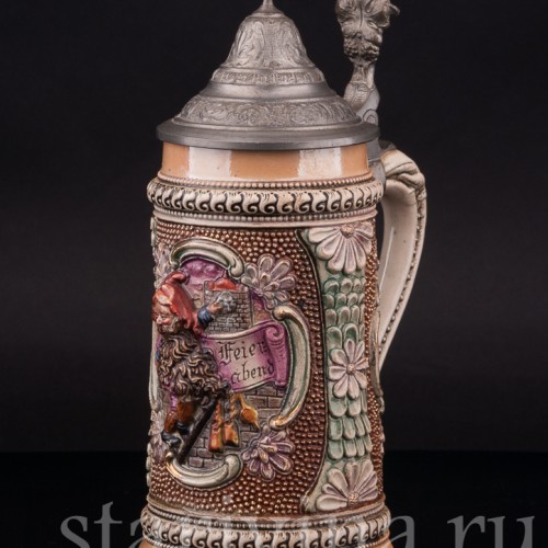 Старинная пивная кружка Праздничный вечер, 1/2 л, Diesinger, Германия, нач. 20 в.