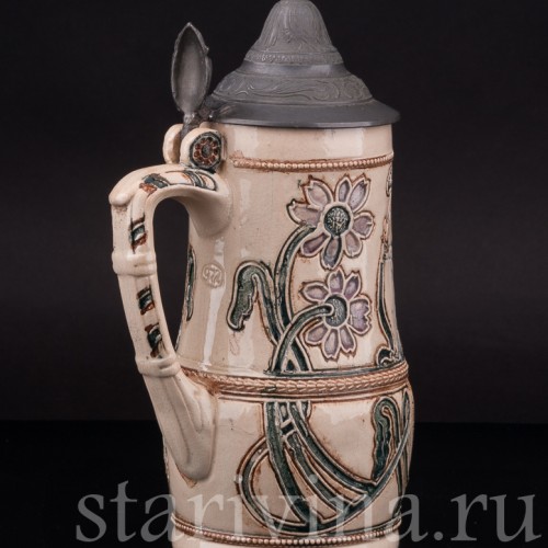 Старинная пивная кружка Гномы на бочке, 1/2 л, Diesinger, Германия, кон. 19 - нач. 20 вв.