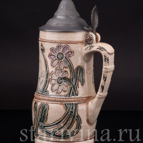 Старинная пивная кружка Гномы на бочке, 1/2 л, Diesinger, Германия, кон. 19 - нач. 20 вв.