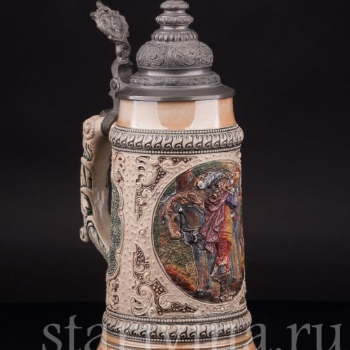 Старинная пивная кружка Трубач из Зекингена, 1 л, Diesinger, Германия, кон. 19 - нач. 20 вв.