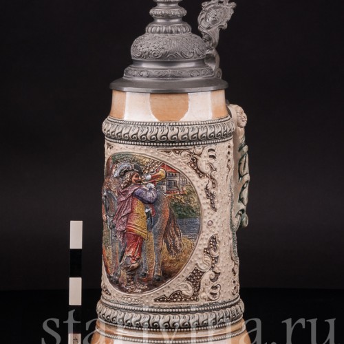 Старинная пивная кружка Трубач из Зекингена, 1 л, Diesinger, Германия, кон. 19 - нач. 20 вв.