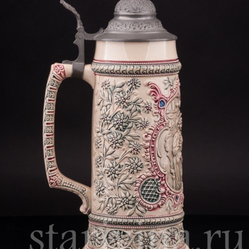 Старинная пивная кружка Красавицы Тироля, 1 л, Diesinger, Германия, кон. 19 в.