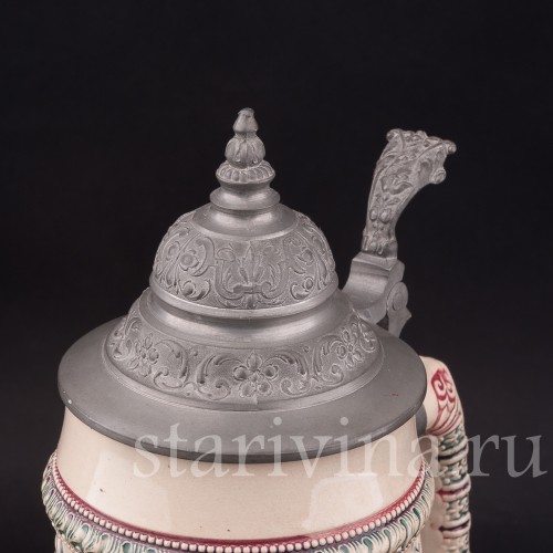 Старинная пивная кружка Красавицы Тироля, 1 л, Diesinger, Германия, кон. 19 в.