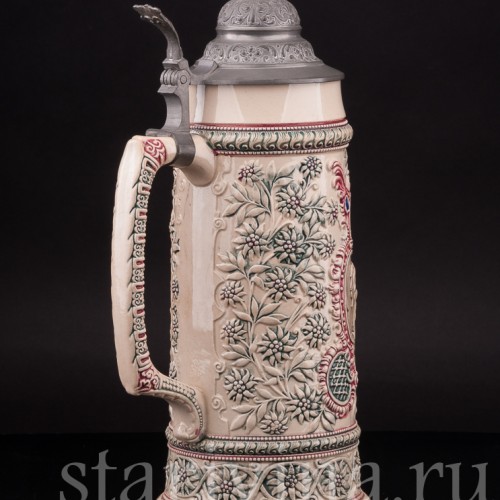 Старинная пивная кружка Красавицы Тироля, 1 л, Diesinger, Германия, кон. 19 в.