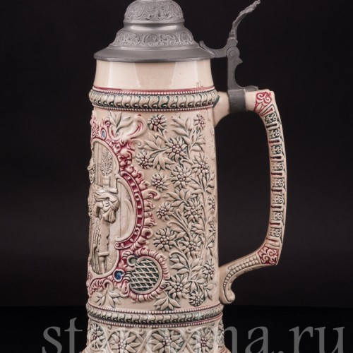 Старинная пивная кружка Красавицы Тироля, 1 л, Diesinger, Германия, кон. 19 в.