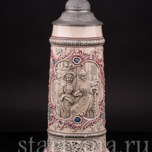 Старинная пивная кружка Красавицы Тироля, 1 л, Diesinger, Германия, кон. 19 в.