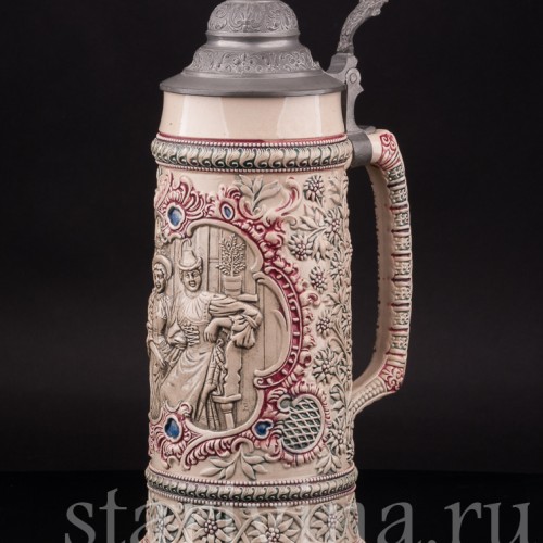 Старинная пивная кружка Красавицы Тироля, 1 л, Diesinger, Германия, кон. 19 в.