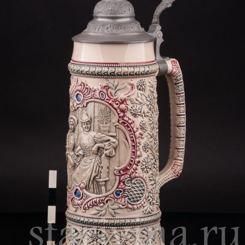 Старинная пивная кружка Красавицы Тироля, 1 л, Diesinger, Германия, кон. 19 в.