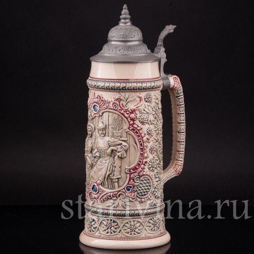 Старинная пивная кружка Красавицы Тироля, 1 л, Diesinger, Германия, кон. 19 в.