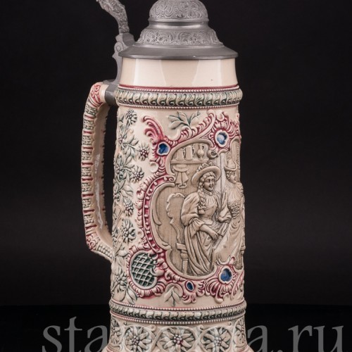 Старинная пивная кружка Красавицы Тироля, 1 л, Diesinger, Германия, кон. 19 в.