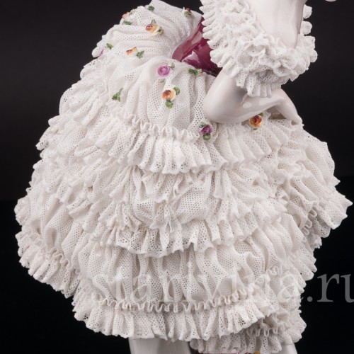 Фарфоровая статуэтка балерины Фанни Эльслер, кружевная, Volkstedt, Германия, перв. пол. 20 в.