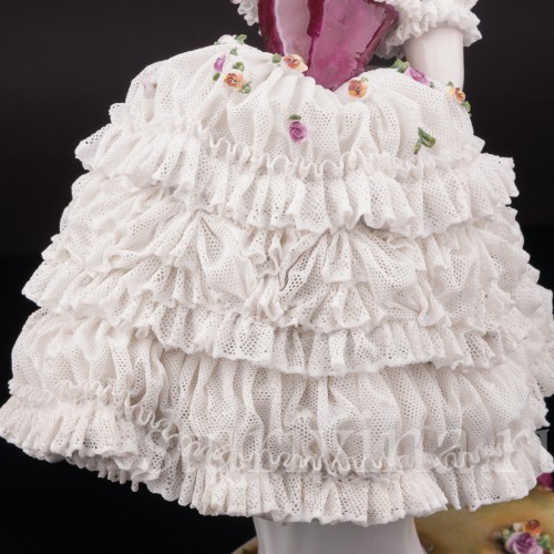 Фарфоровая статуэтка балерины Фанни Эльслер, кружевная, Volkstedt, Германия, перв. пол. 20 в.