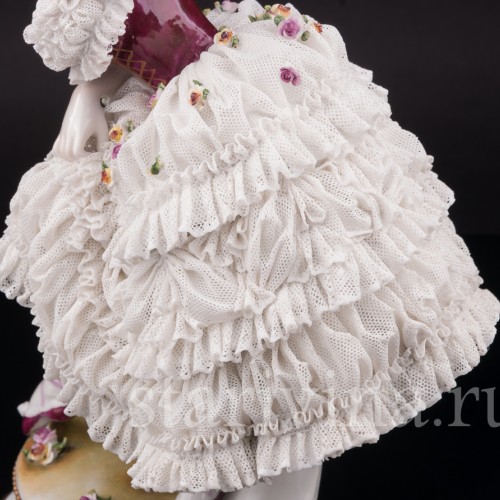 Фарфоровая статуэтка балерины Фанни Эльслер, кружевная, Volkstedt, Германия, перв. пол. 20 в.