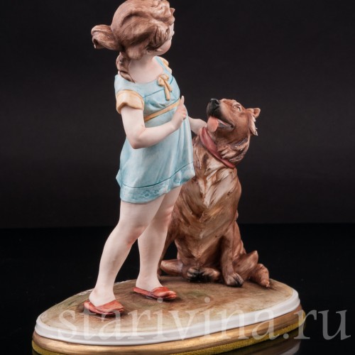 Фигурка из фарфора Девочка с собакой Bruno Merli, Италия, вт. пол. 20 в.