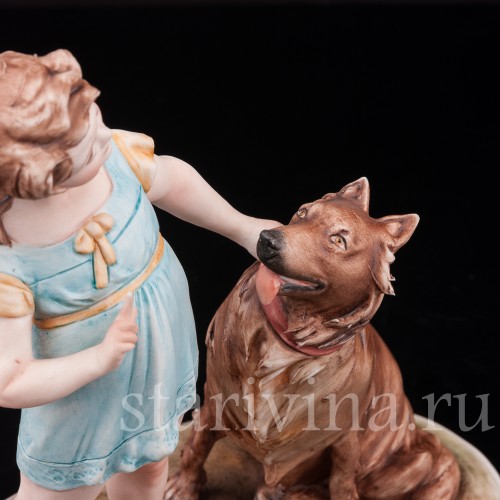 Фигурка из фарфора Девочка с собакой Bruno Merli, Италия, вт. пол. 20 в.