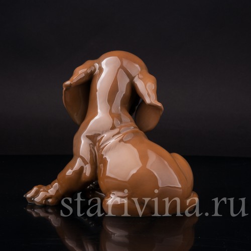 Фигурка собаки из фарфора Щенок таксы, Rosenthal, Германия, 1950-60 гг.
