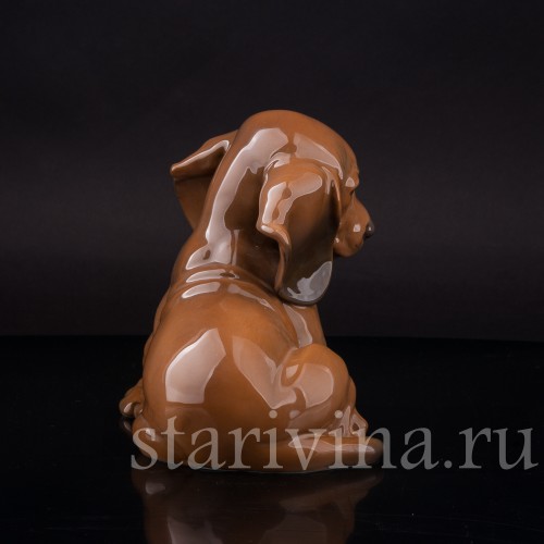 Фигурка собаки из фарфора Щенок таксы, Rosenthal, Германия, 1950-60 гг.