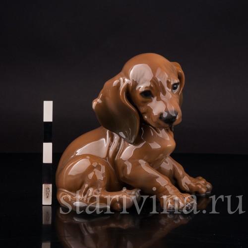 Фигурка собаки из фарфора Щенок таксы, Rosenthal, Германия, 1950-60 гг.