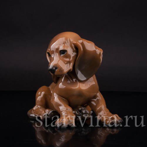 Фигурка собаки из фарфора Щенок таксы, Rosenthal, Германия, 1950-60 гг.