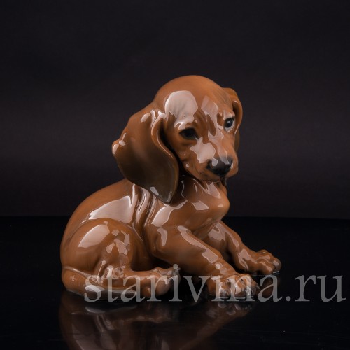 Фигурка собаки из фарфора Щенок таксы, Rosenthal, Германия, 1950-60 гг.