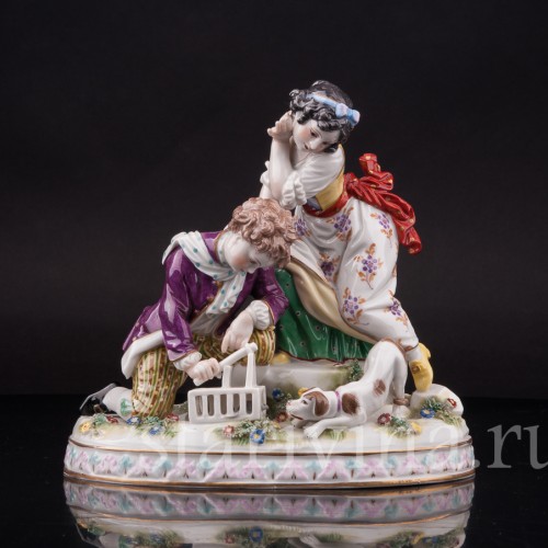 Фарфоровая композиция Дети с мышеловкой, Volkstedt, Германия, кон. 19 в.