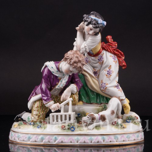 Фарфоровая композиция Дети с мышеловкой, Volkstedt, Германия, кон. 19 в.